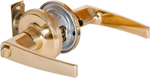 Stanley - Grade 2 Office Lever Lockset - 2-3/8 & 2-3/4" Back Set, Brass Alloy, Bright Brass Finish - Exact Tooling