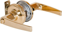 Stanley - Grade 2 Office Lever Lockset - 2-3/8 & 2-3/4" Back Set, Brass Alloy, Bright Brass Finish - Exact Tooling