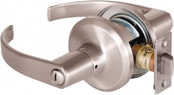 Stanley - Grade 2 Privacy Lever Lockset - 2-3/8 & 2-3/4" Back Set, Keyless Cylinder, Brass Alloy, Satin Nickel Finish - Exact Tooling