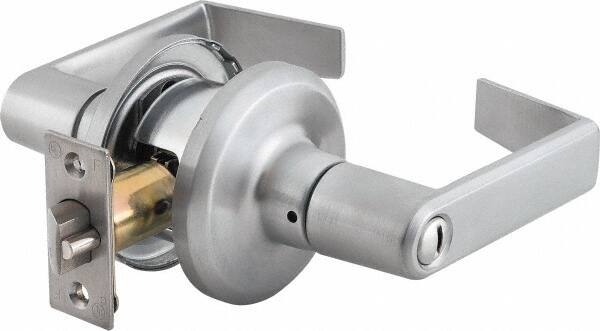 Stanley - Grade 2 Privacy Lever Lockset - 2-3/8 & 2-3/4" Back Set, Keyless Cylinder, Brass Alloy, Satin Chrome Finish - Exact Tooling