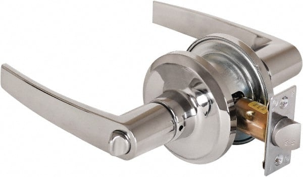 Stanley - Grade 2 Privacy Lever Lockset - 2-3/8 & 2-3/4" Back Set, Keyless Cylinder, Brass Alloy, Bright Chrome Finish - Exact Tooling