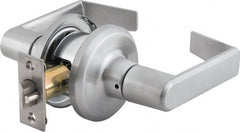 Stanley - Grade 2 Passage Lever Lockset - 2-3/8 & 2-3/4" Back Set, Keyless Cylinder, Brass Alloy, Satin Chrome Finish - Exact Tooling