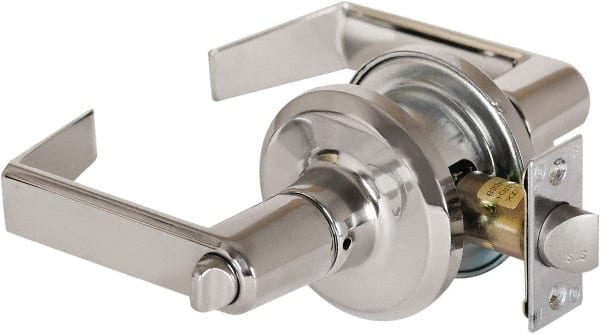 Stanley - Grade 2 Privacy Lever Lockset - 2-3/8 & 2-3/4" Back Set, Keyless Cylinder, Brass Alloy, Bright Chrome Finish - Exact Tooling