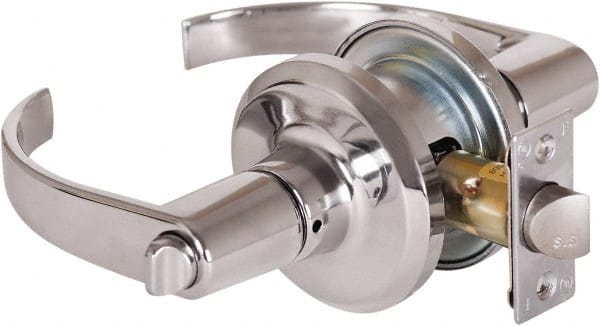 Stanley - Grade 2 Privacy Lever Lockset - 2-3/8 & 2-3/4" Back Set, Keyless Cylinder, Brass Alloy, Bright Chrome Finish - Exact Tooling
