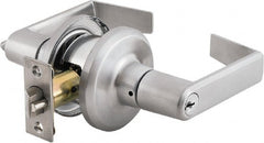 Stanley - Grade 2 Office Lever Lockset - 2-3/8 & 2-3/4" Back Set, Brass Alloy, Satin Chrome Finish - Exact Tooling