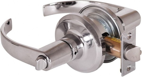 Stanley - Grade 2 Office Lever Lockset - 2-3/8 & 2-3/4" Back Set, Brass Alloy, Bright Chrome Finish - Exact Tooling