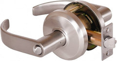 Stanley - Grade 2 Entrance Lever Lockset - 2-3/4" Back Set, Key In Lever Cylinder, Brass Alloy, Nickel Finish - Exact Tooling