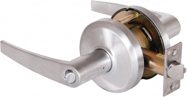 Stanley - Grade 2 Entrance Lever Lockset - 2-3/4" Back Set, Key In Lever Cylinder, Brass Alloy, Satin Chrome Finish - Exact Tooling