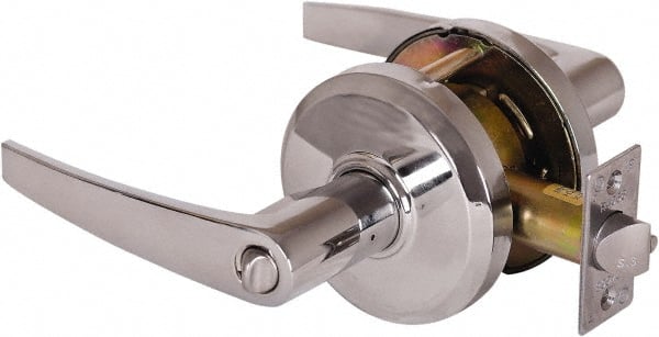 Stanley - Grade 2 Entrance Lever Lockset - 2-3/4" Back Set, Key In Lever Cylinder, Brass Alloy, Bright Chrome Finish - Exact Tooling