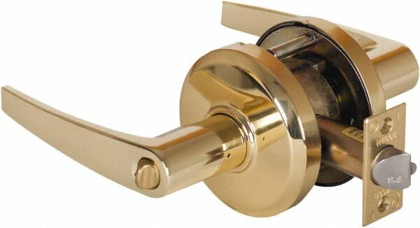 Stanley - Grade 2 Entrance Lever Lockset - 2-3/4" Back Set, Key In Lever Cylinder, Brass Alloy, Bright Brass Finish - Exact Tooling