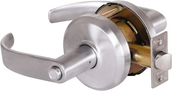 Stanley - Grade 2 Privacy Lever Lockset - 2-3/4" Back Set, Keyless Cylinder, Brass Alloy, Satin Chrome Finish - Exact Tooling