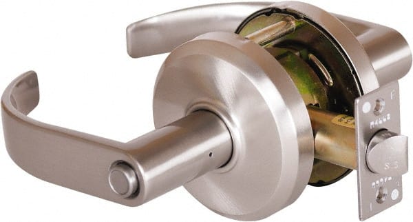 Stanley - Grade 2 Privacy Lever Lockset - 2-3/4" Back Set, Keyless Cylinder, Brass Alloy, Nickel Finish - Exact Tooling
