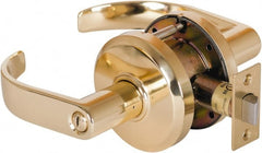 Stanley - Grade 2 Privacy Lever Lockset - 2-3/4" Back Set, Keyless Cylinder, Brass Alloy, Bright Brass Finish - Exact Tooling