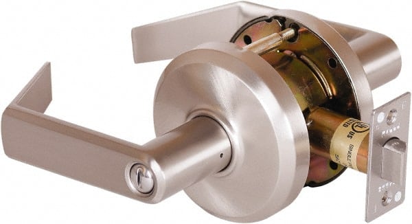 Stanley - Grade 2 Privacy Lever Lockset - 2-3/4" Back Set, Keyless Cylinder, Brass Alloy, Nickel Finish - Exact Tooling