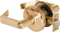 Stanley - Grade 2 Privacy Lever Lockset - 2-3/4" Back Set, Keyless Cylinder, Brass Alloy, Bright Brass Finish - Exact Tooling