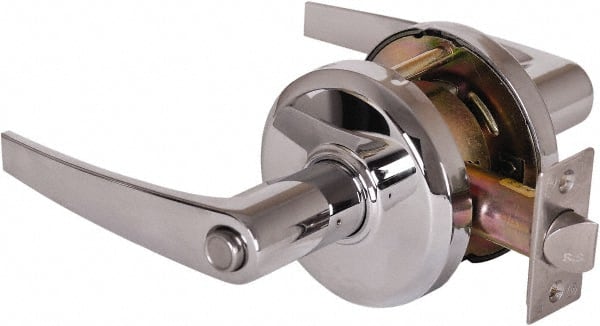 Stanley - Grade 2 Privacy Lever Lockset - 2-3/4" Back Set, Keyless Cylinder, Brass Alloy, Bright Chrome Finish - Exact Tooling