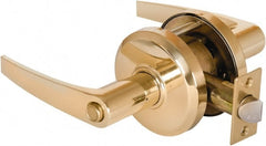 Stanley - Grade 2 Privacy Lever Lockset - 2-3/4" Back Set, Keyless Cylinder, Brass Alloy, Bright Brass Finish - Exact Tooling