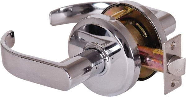 Stanley - Grade 2 Passage Lever Lockset - 2-3/4" Back Set, Keyless Cylinder, Brass Alloy, Bright Chrome Finish - Exact Tooling