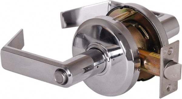 Stanley - Grade 2 Privacy Lever Lockset - 2-3/4" Back Set, Keyless Cylinder, Brass Alloy, Bright Chrome Finish - Exact Tooling