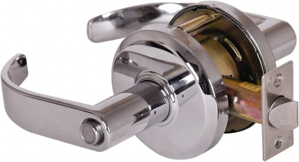 Stanley - Grade 2 Privacy Lever Lockset - 2-3/4" Back Set, Keyless Cylinder, Brass Alloy, Bright Chrome Finish - Exact Tooling