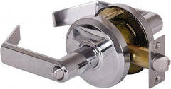 Stanley - Grade 2 Entrance Lever Lockset - 2-3/4" Back Set, Key In Lever Cylinder, Brass Alloy, Bright Chrome Finish - Exact Tooling