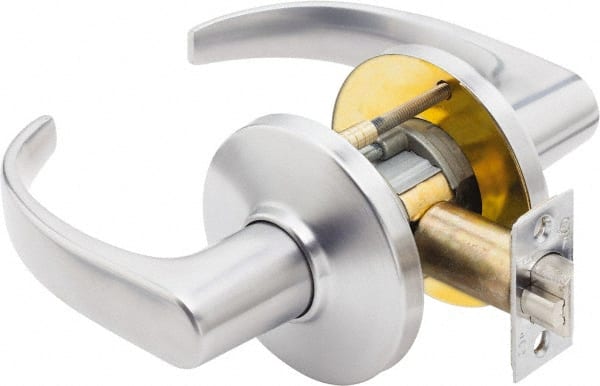 Best - Grade 1 Privacy Lever Lockset - 2-3/4" Back Set, Keyless Cylinder, Brass Alloy, Satin Chrome Finish - Exact Tooling