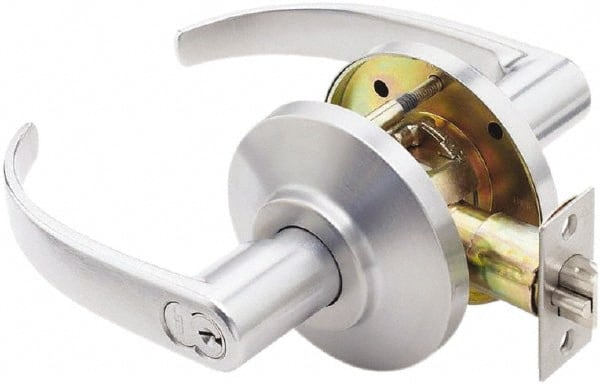 Best - Grade 2 Entrance Lever Lockset - 2-3/4" Back Set, Key In Lever Cylinder, Brass Alloy, Satin Chrome Finish - Exact Tooling