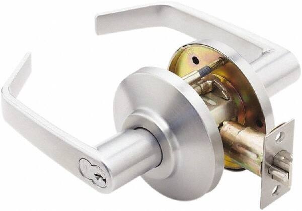 Best - Grade 2 Entrance Lever Lockset - 2-3/4" Back Set, Key In Lever Cylinder, Brass Alloy, Satin Chrome Finish - Exact Tooling