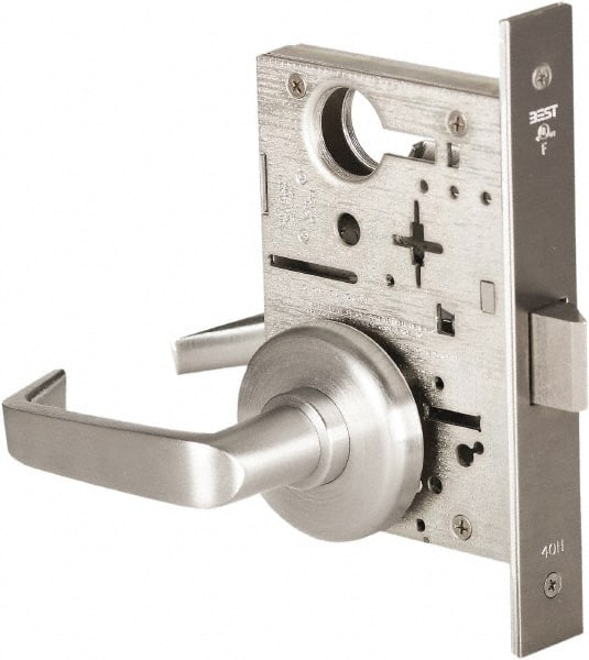 Best - Grade 1 Passage Lever Lockset - 2-3/4" Back Set, Keyless Cylinder, Brass Alloy, Satin Chrome Finish - Exact Tooling