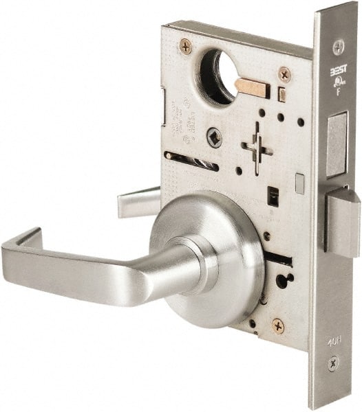 Best - Grade 1 Privacy Lever Lockset - 2-3/4" Back Set, Keyless Cylinder, Brass Alloy, Satin Chrome Finish - Exact Tooling