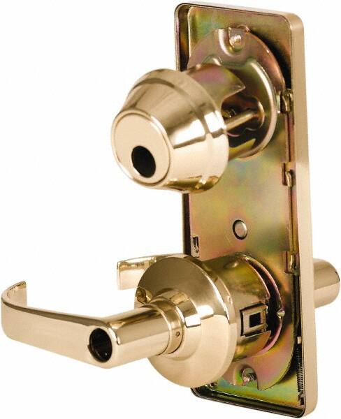 Stanley - Grade 2 Entry Lever Lockset - 2-3/4" Back Set, Key In Lever Cylinder, Brass Alloy, Bright Brass Finish - Exact Tooling
