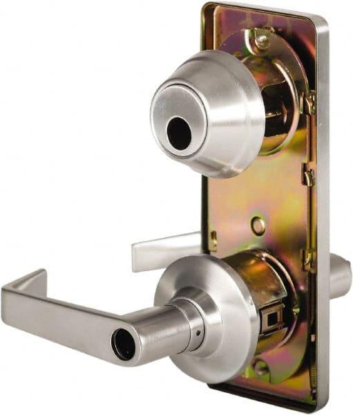 Stanley - Grade 2 Entry Lever Lockset - 2-3/4" Back Set, Key In Lever Cylinder, Brass Alloy, Satin Chrome Finish - Exact Tooling
