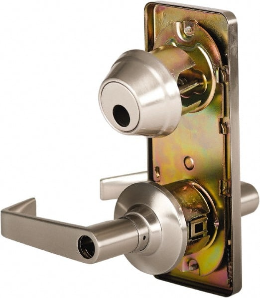 Stanley - Grade 2 Entry Lever Lockset - 2-3/4" Back Set, Key In Lever Cylinder, Brass Alloy, Nickel Finish - Exact Tooling