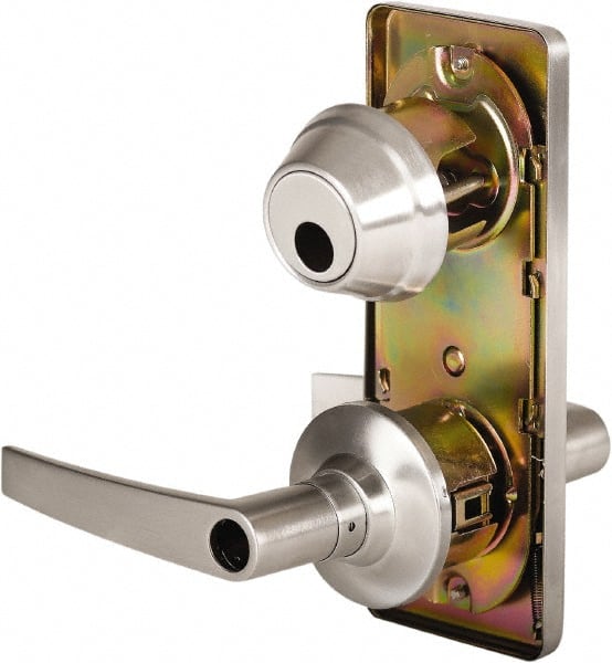 Stanley - Grade 2 Entry Lever Lockset - 2-3/4" Back Set, Key In Lever Cylinder, Brass Alloy, Satin Chrome Finish - Exact Tooling