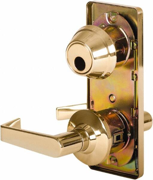 Stanley - Grade 2 Passage Lever Lockset - 2-3/4" Back Set, Keyless Cylinder, Brass Alloy, Bright Brass Finish - Exact Tooling