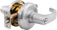 Stanley - Grade 1 Entrance Lever Lockset - 2-3/4" Back Set, Key In Lever Cylinder, Brass Alloy, Satin Chrome Finish - Exact Tooling