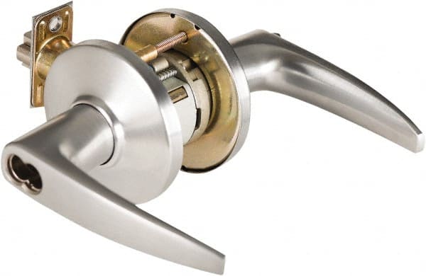 Best - Grade 1 Storeroom Lever Lockset - 2-3/4" Back Set, Key In Lever Cylinder, Brass Alloy, Satin Chrome Finish - Exact Tooling