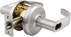 Stanley - Grade 2 Entrance Lever Lockset - 2-3/4" Back Set, Key In Lever Cylinder, Brass Alloy, Satin Chrome Finish - Exact Tooling