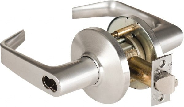 Best - Grade 1 Entrance Lever Lockset - 2-3/4" Back Set, Key In Lever Cylinder, Brass Alloy, Satin Chrome Finish - Exact Tooling