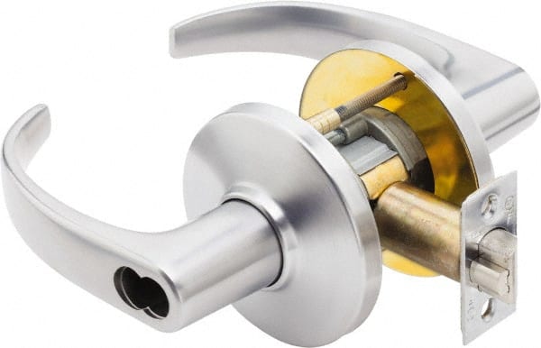 Best - Grade 1 Security Lever Lockset - 2-3/4" Back Set, Key In Lever Cylinder, Brass Alloy, Satin Chrome Finish - Exact Tooling