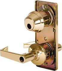 Stanley - Grade 2 Entry Lever Lockset - 2-3/4" Back Set, Key In Lever Cylinder, Brass Alloy, Bright Brass Finish - Exact Tooling