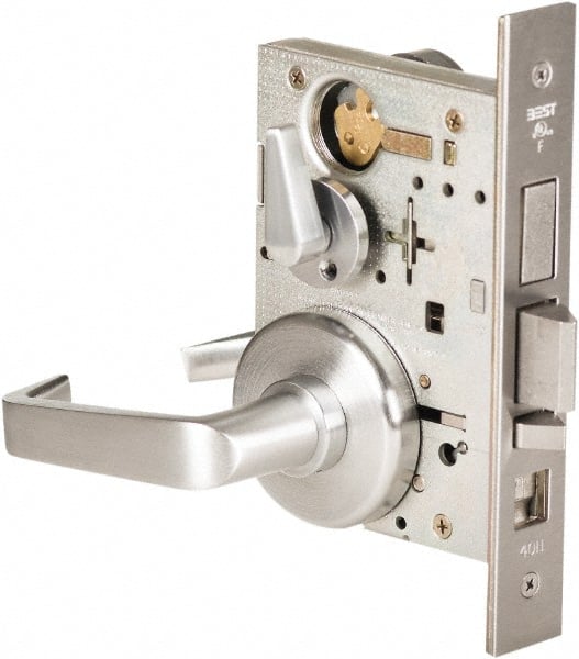 Stanley - Grade 1 All Purpose Lever Lockset - 2-3/4" Back Set, Best SFIC Cylinder, Brass Alloy, Satin Chrome Finish - Exact Tooling