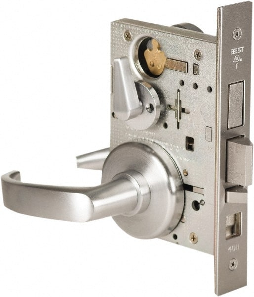 Stanley - Grade 1 Dormitory Lever Lockset - 2-3/4" Back Set, Best SFIC Cylinder, Brass Alloy, Satin Chrome Finish - Exact Tooling