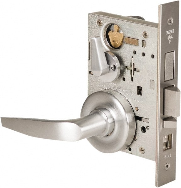 Stanley - Grade 1 Office Lever Lockset - 2-3/4" Back Set, Best SFIC Cylinder, Brass Alloy, Satin Chrome Finish - Exact Tooling