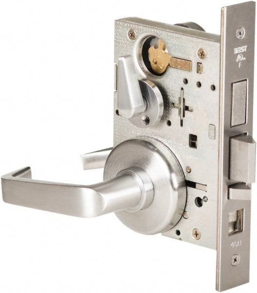 Stanley - Grade 1 Office Lever Lockset - 2-3/4" Back Set, Best SFIC Cylinder, Brass Alloy, Satin Chrome Finish - Exact Tooling