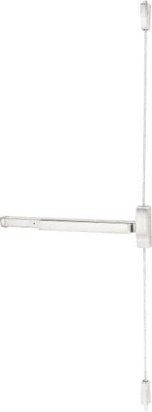 Precision - 36" OAL Reversible Unrated Flatbar - 32 to 36" Door Width, Satin Stainless Steel Finish, Grade 1, 2100 Series - Exact Tooling