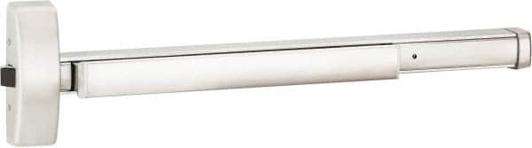 Precision - 36" OAL Reversible Unrated Flatbar - 32 to 36" Door Width, Satin Stainless Steel Finish, Grade 1, 2100 Series - Exact Tooling