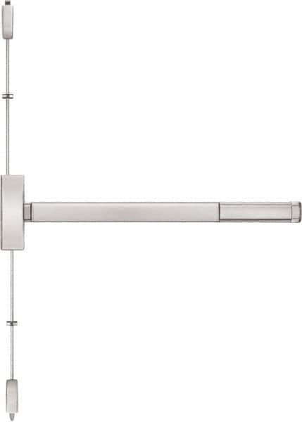 Precision - 36" OAL Right Hand Reverse Fire Rated Flatbar - 32 to 36" Door Width, Satin Stainless Steel Finish, Grade 1, Apex Series - Exact Tooling