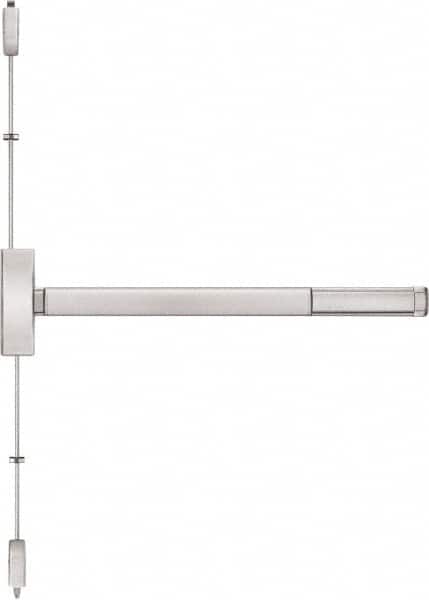 Precision - 48" OAL Right Hand Reverse Fire Rated Flatbar - 32 to 48" Door Width, Satin Stainless Steel Finish, Grade 1, Apex Series - Exact Tooling