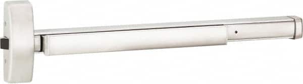 Precision - 36" OAL Right Hand Reverse Fire Rated Flatbar - 32 to 36" Door Width, Satin Stainless Steel Finish, Grade 1, Apex Series - Exact Tooling